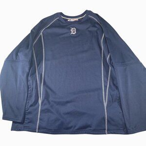 Majestic MLB Detroit Tigers Mens Pullover Sweatshirt Navy Blue Authentic Size XL